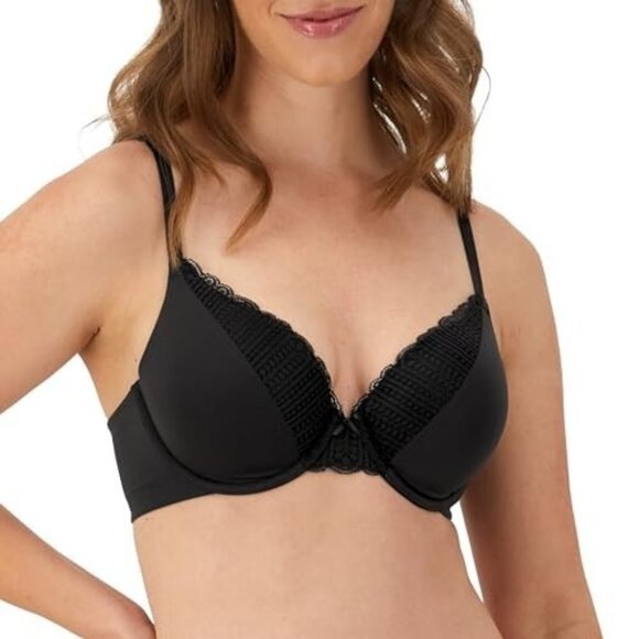 Maidenform Size 40D Black Comfort Devotion Lace Bra Smoothing Full-Coverage NEW - Picture 1 of 2